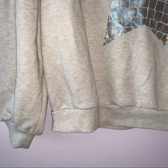 aerie Tan Metallic Star Graphic Oversized Pullover Sweatshirt Large Women’s - Picture 5 of 9